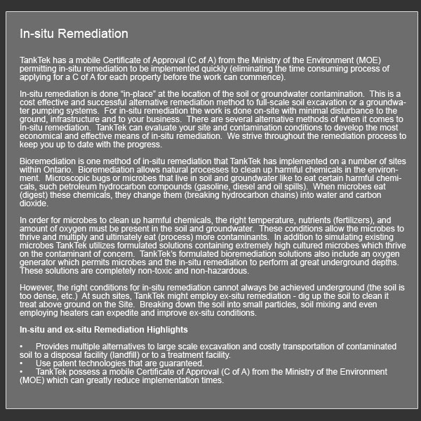 In Situ remediation Ontario